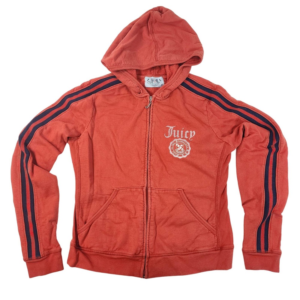 Y2K Juicy Couture Fleece Hoodie with stripes on sleeve